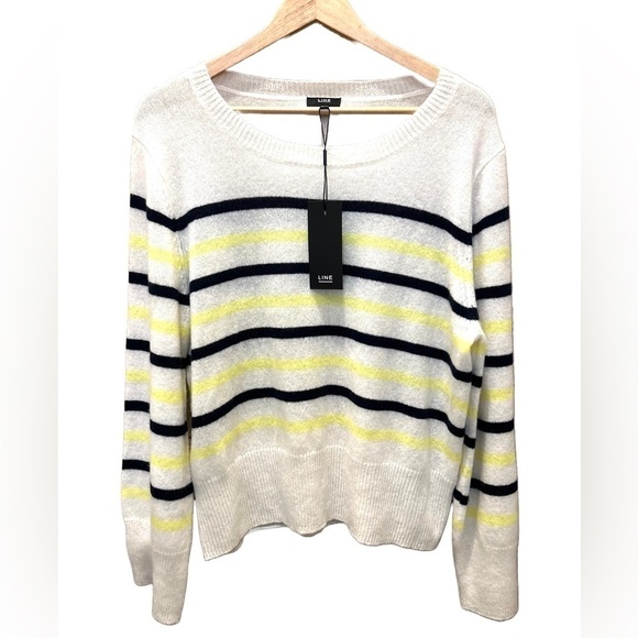 LINE THE LABEL NWT Striped cashmere Lightweight sweater Sz XL - Picture 2 of 7
